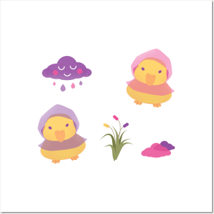 Duck Set | Raincoat Duck | Duck In The Rain | Rain Duck Posters and Art